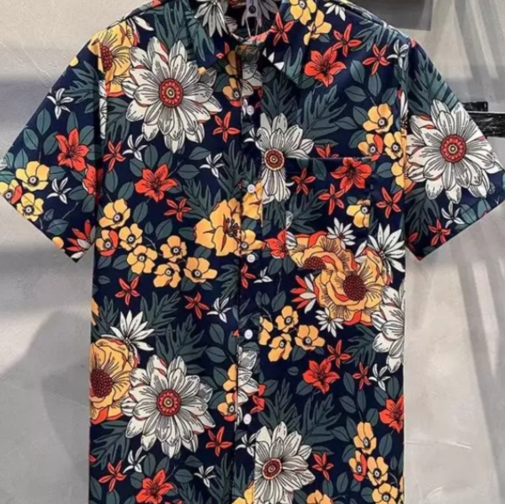 Bold Tropical Floral Print Shirt
